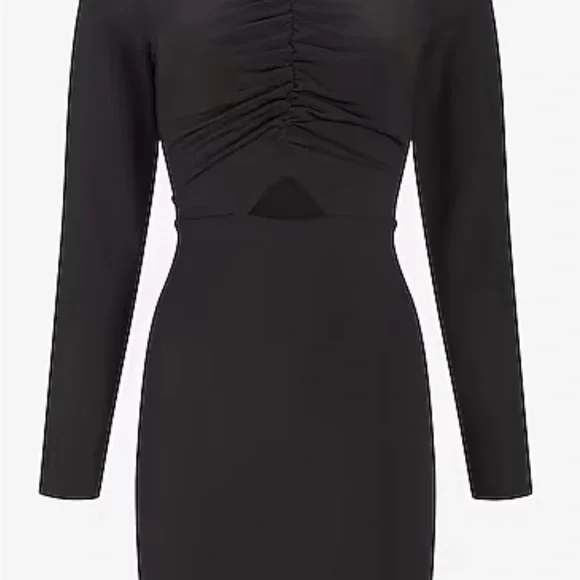 cut out ruched mini dress in black Level Up Ruched Mini Dress